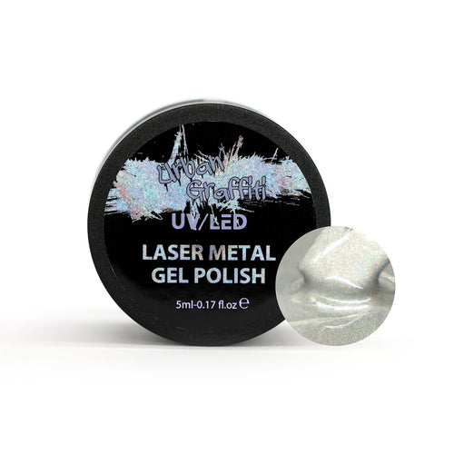 Unser brandneuer Laser-Metall-Gel-Nagellack verleiht jedem Nagelset beim Auftragen einen wunderschönen holografischen Akzent.