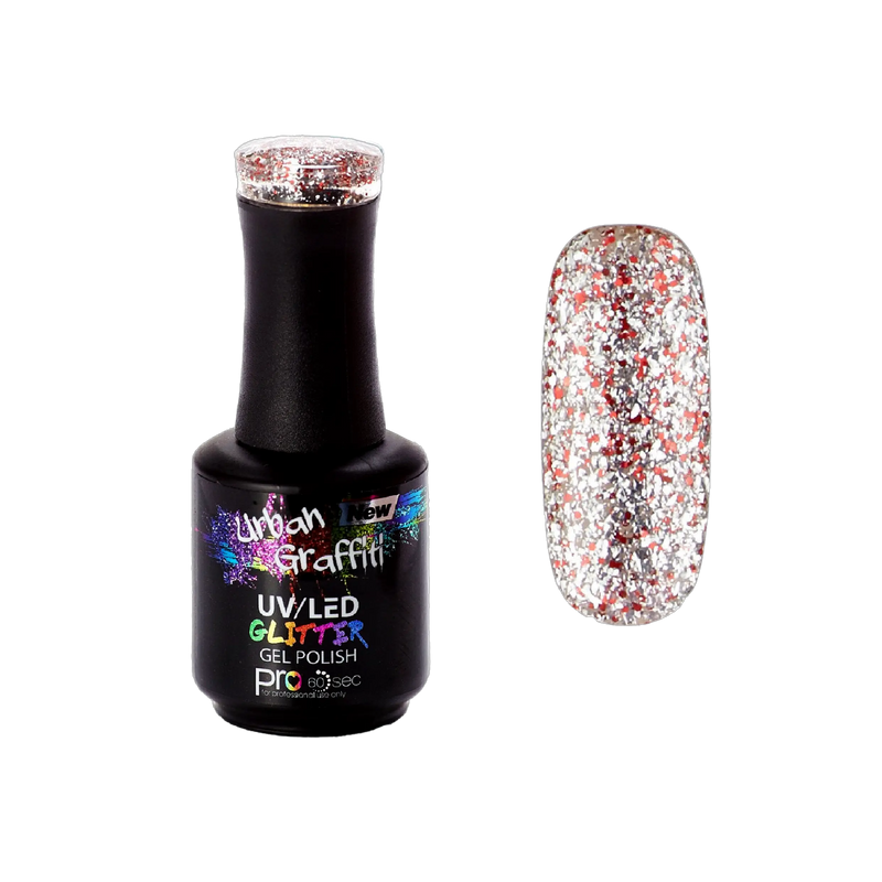 Apollo - UGGP-A0907 Urban Graffiti Roter und Silberner Glitzer Gel-Lack 15ml