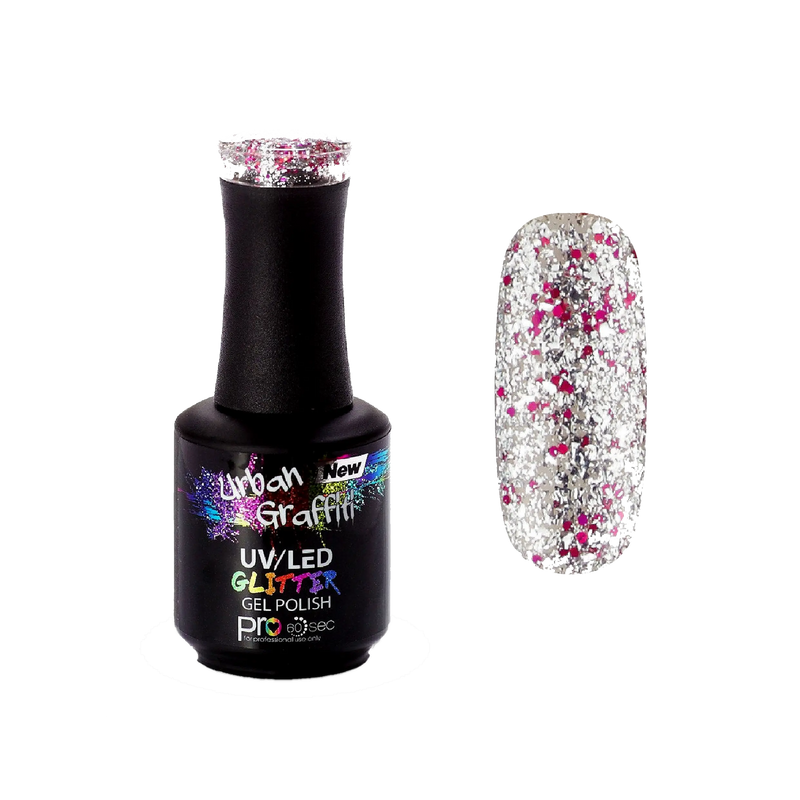 Tanzfläche - UGGP-A0909 Pink und Silber Glitzer Gel Polish Urban Graffiti 15ml